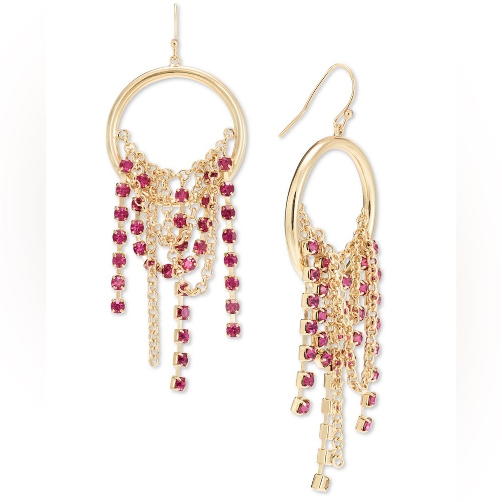 NWT Crystal Chain Fringe Drop Earrings - Picture 1 of 2